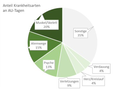 Abbildung 2:  Die sechs häufigsten Einzeldiagnosen bei Arbeitsunfähigkeit und ihre Veränderung 2006-2010